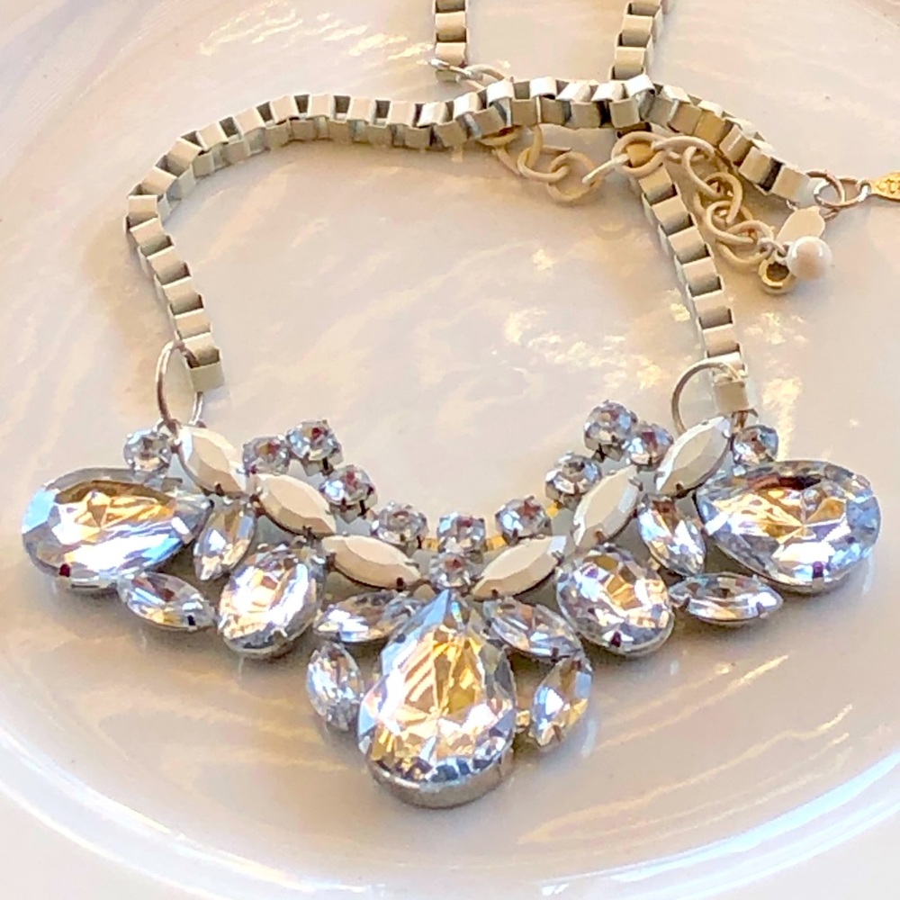 Tasha Fancy Clear White Rhinestones Chunky Box Chain Necklace